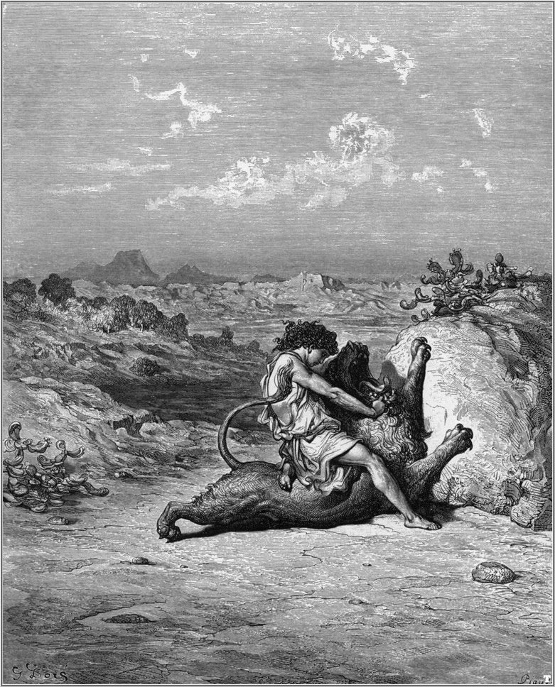 bibel samson slaying a lion